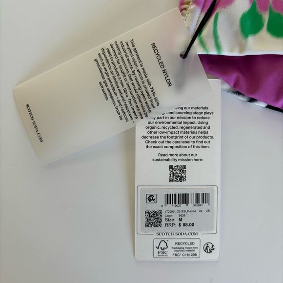 Scotch & Soda White Multicolor Floral Print Halter Tie Bandeau Bikini Top Medium - Picture 5 of 5